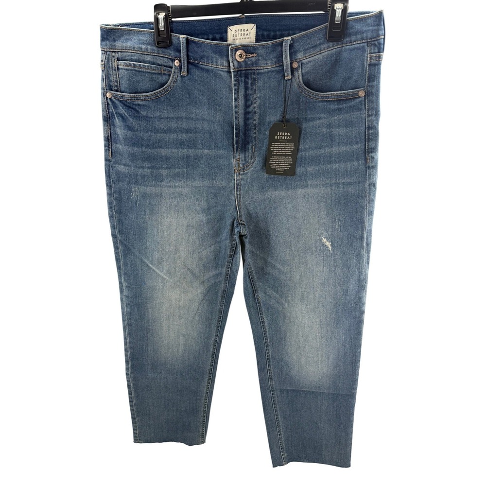 Serra Retreat Joie Rucker High Rise Straight Raw Hem‎ Jeans Womens 14 34x25 New